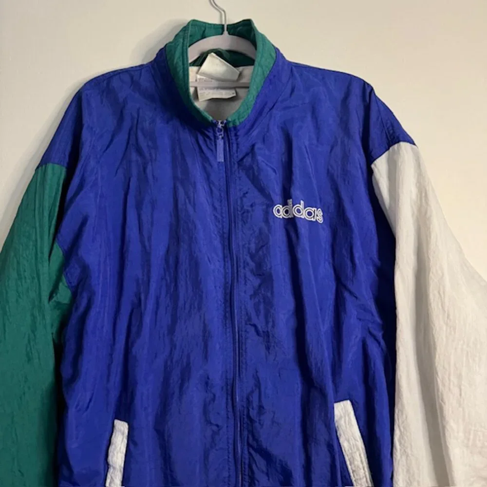 Vintage Men's Adidas Windbreaker / Track Jacket Color Block Size Medium